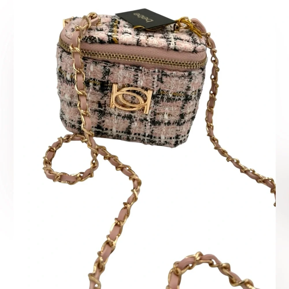 BEBE KAMALA MINI TWEED SQUARE CROSSBODY - Picture 1 of 4